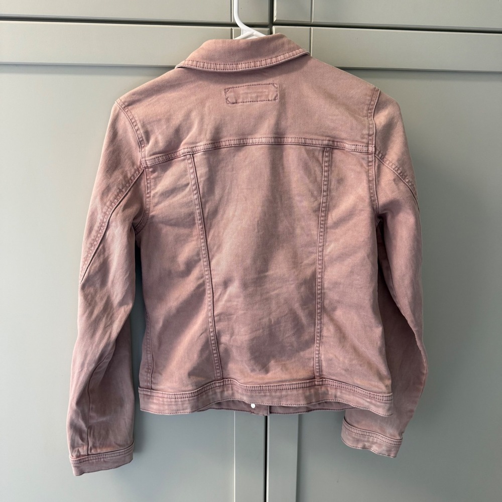 Maurices Womens Pink Denim Jacket Stretch Trucker Jean Coat Size S Small - Picture 8 of 8